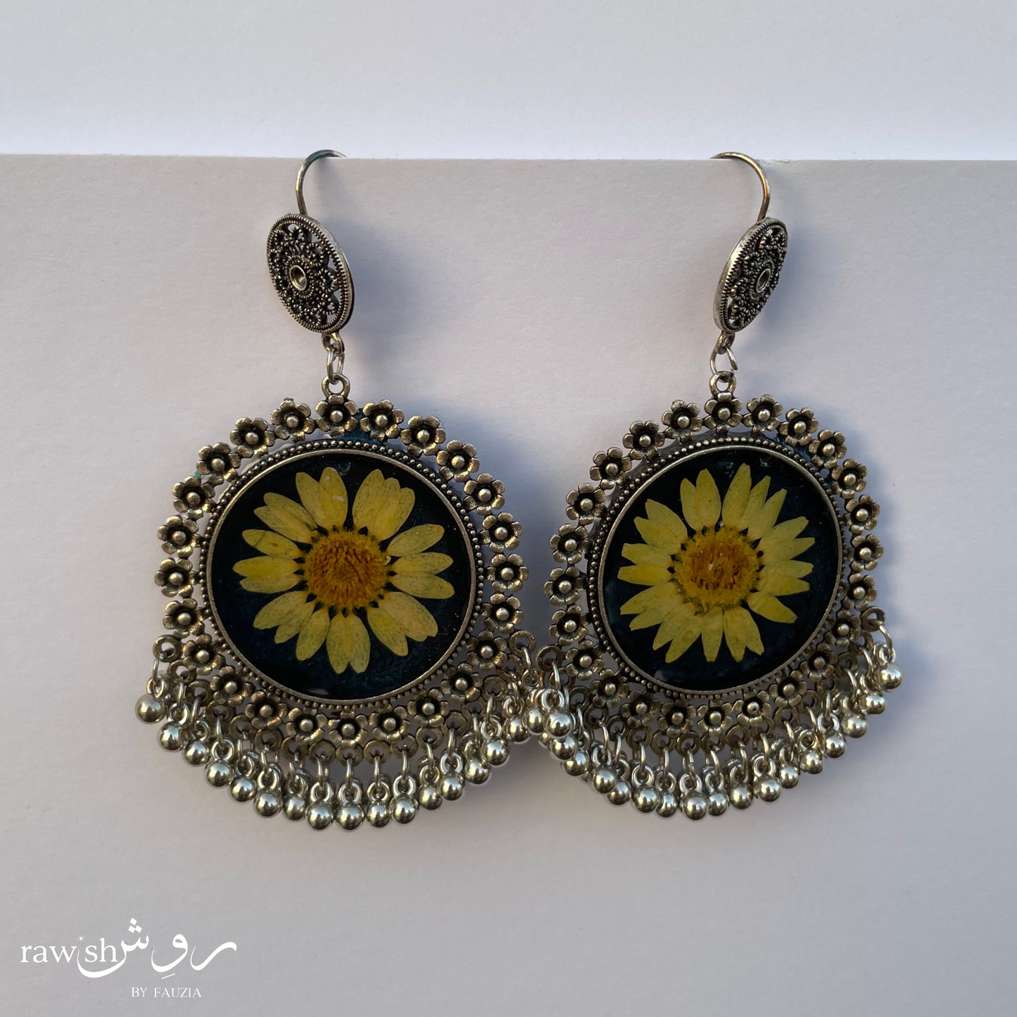 Dark Teal Floral Jhumkas