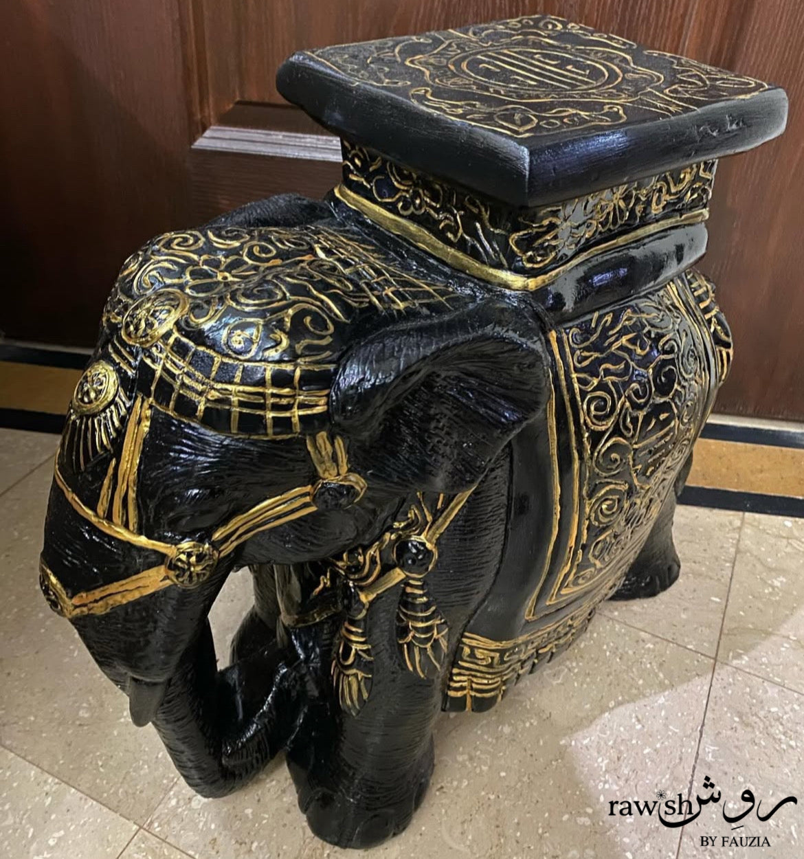 Black and Gold Elephant Sculpture