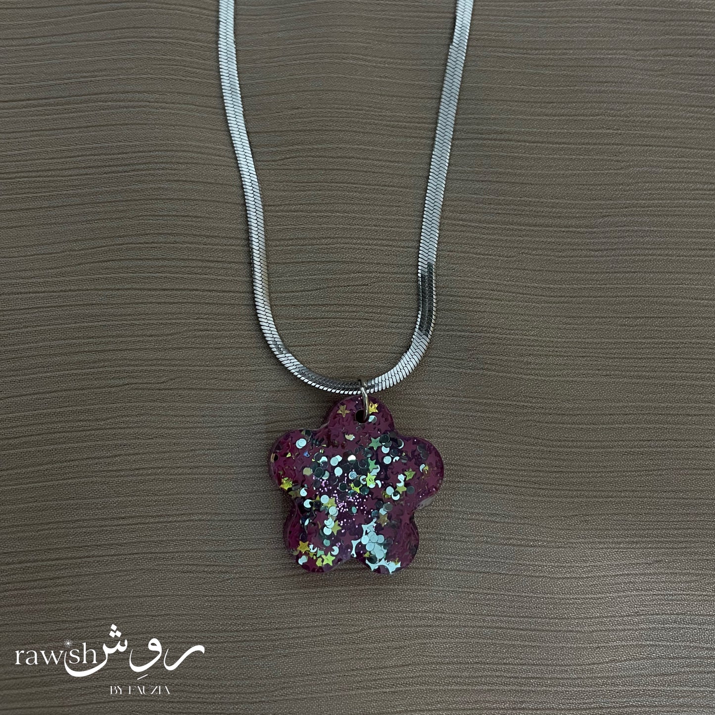 Pink Glittery Flower Pendant
