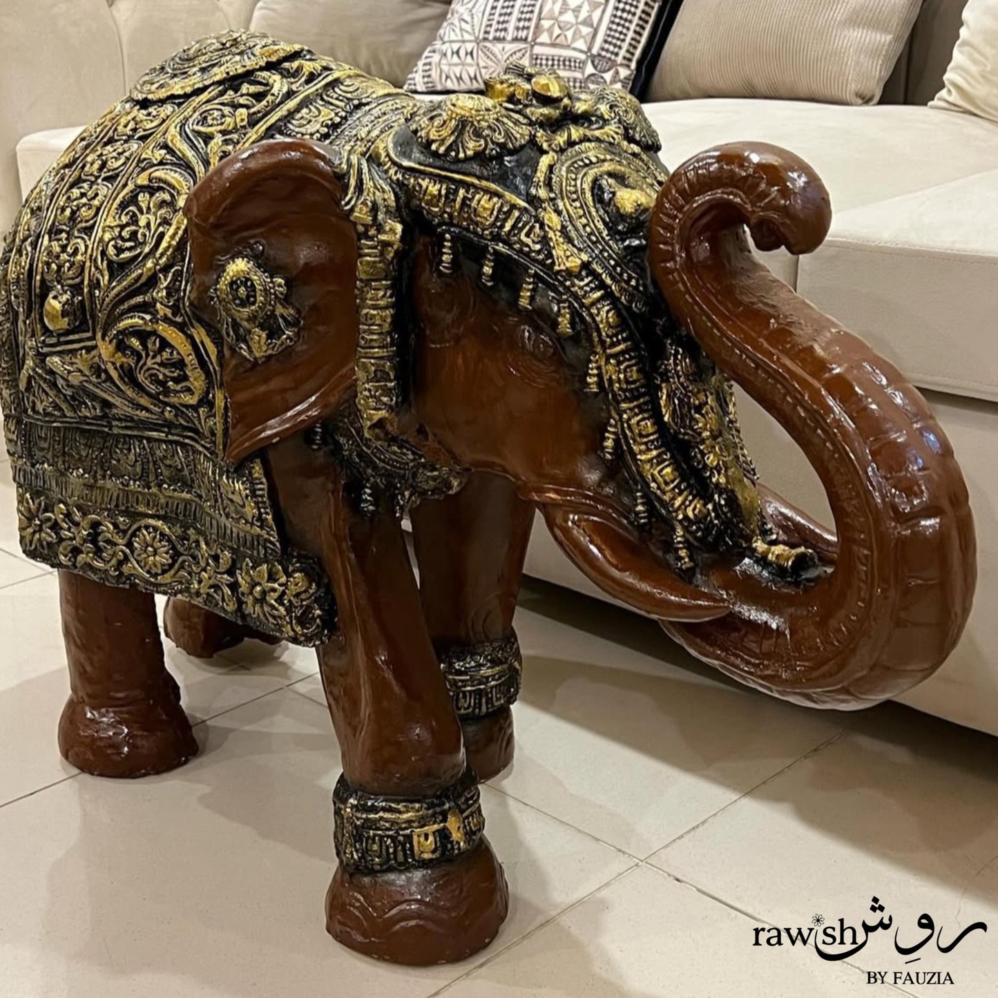 Brown Elephant Sculpture Large