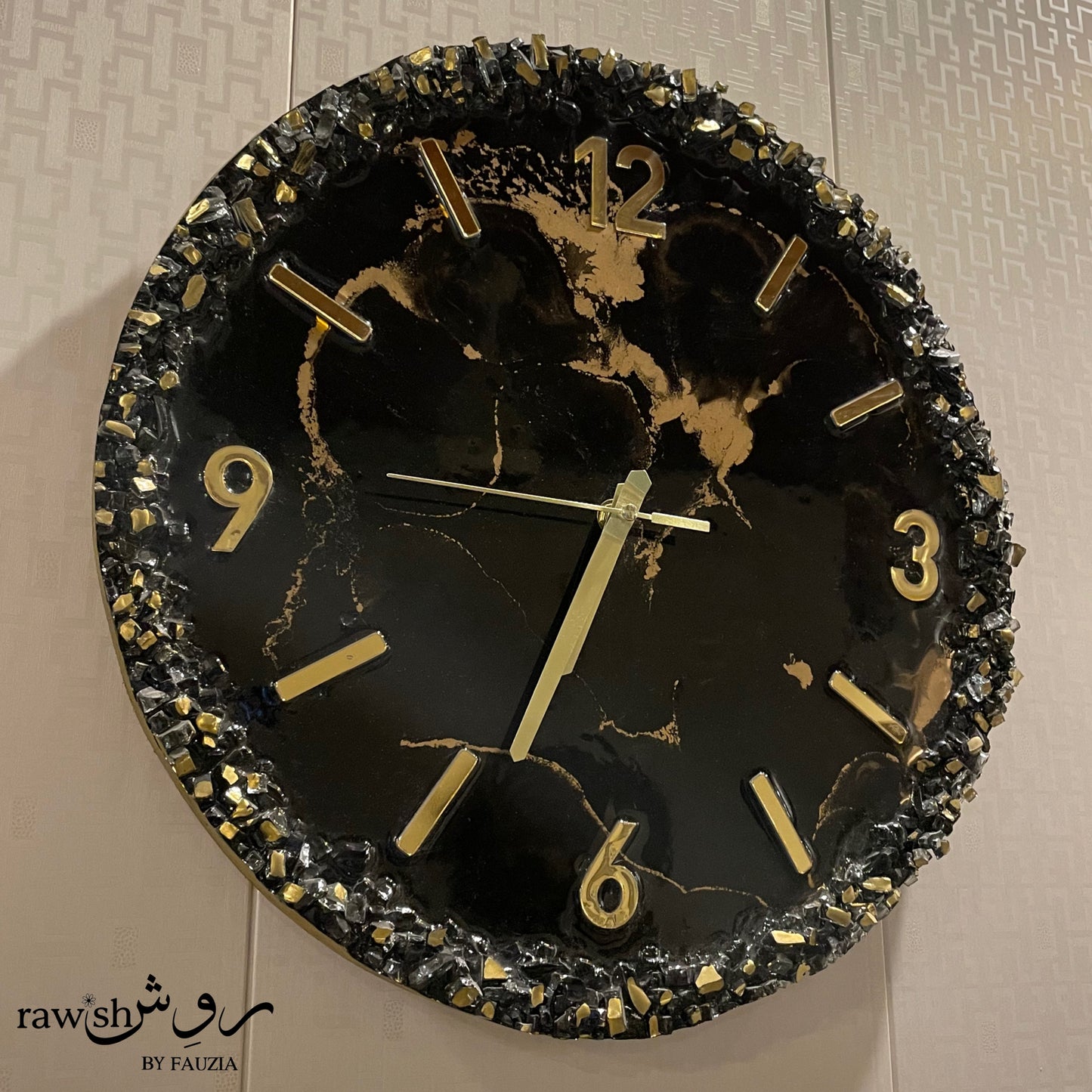 Midnight Ember - Resin Wall Clock