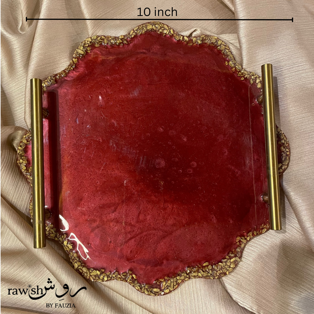 Maroon round Resin Tray