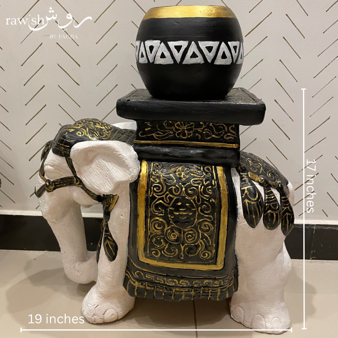 Premium Black Elephant Sculpture Set