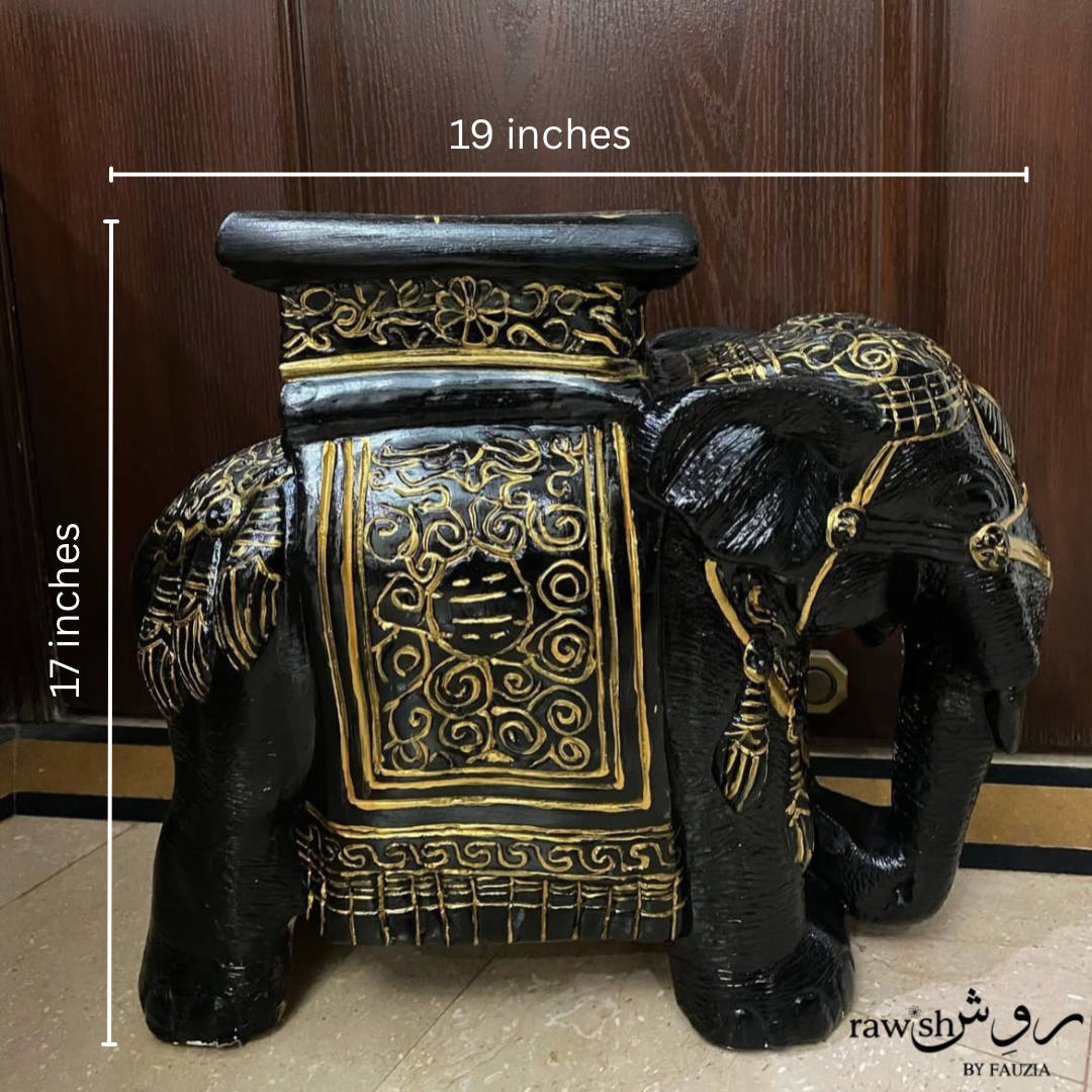 Black and Gold Elephant Sculpture