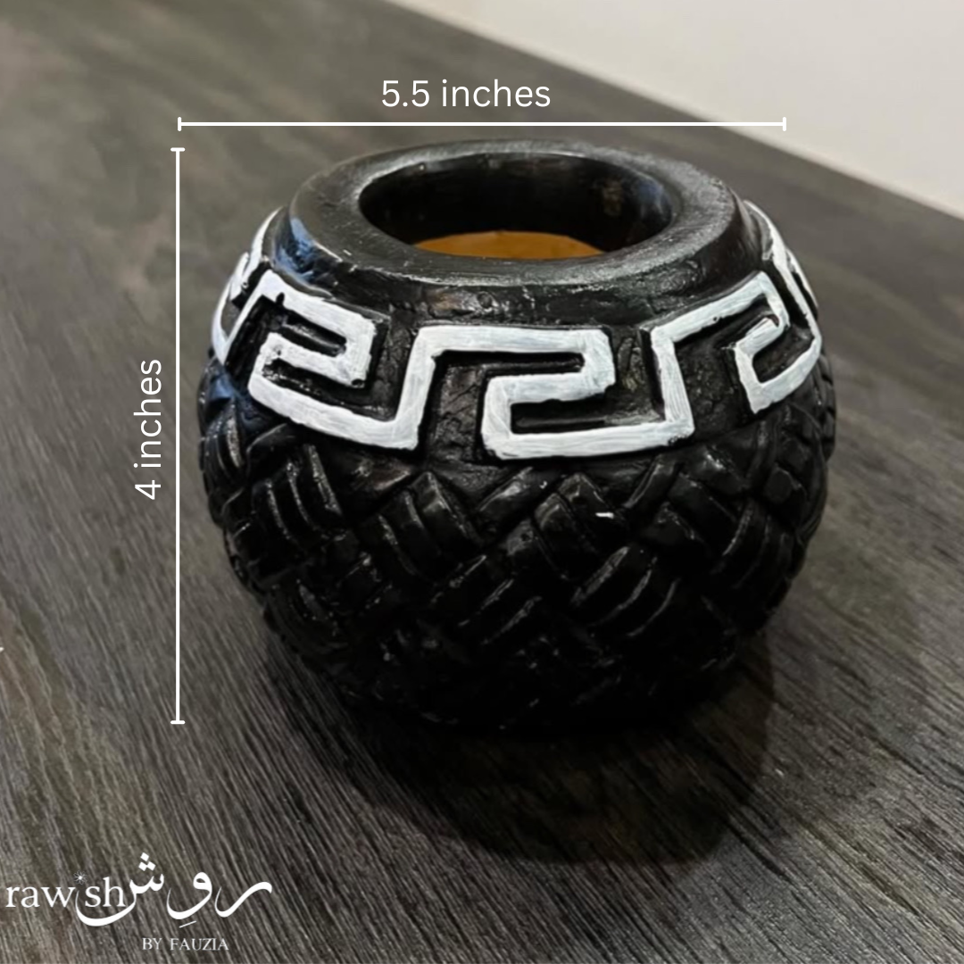 Black and White Hand-painted Pot