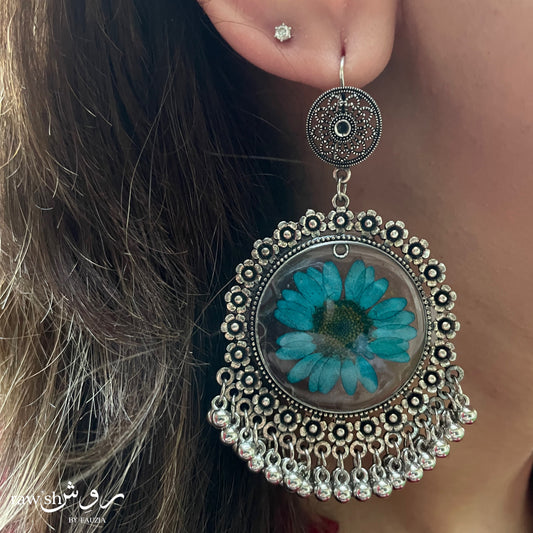 Blue Daisy Floral Jhumkas