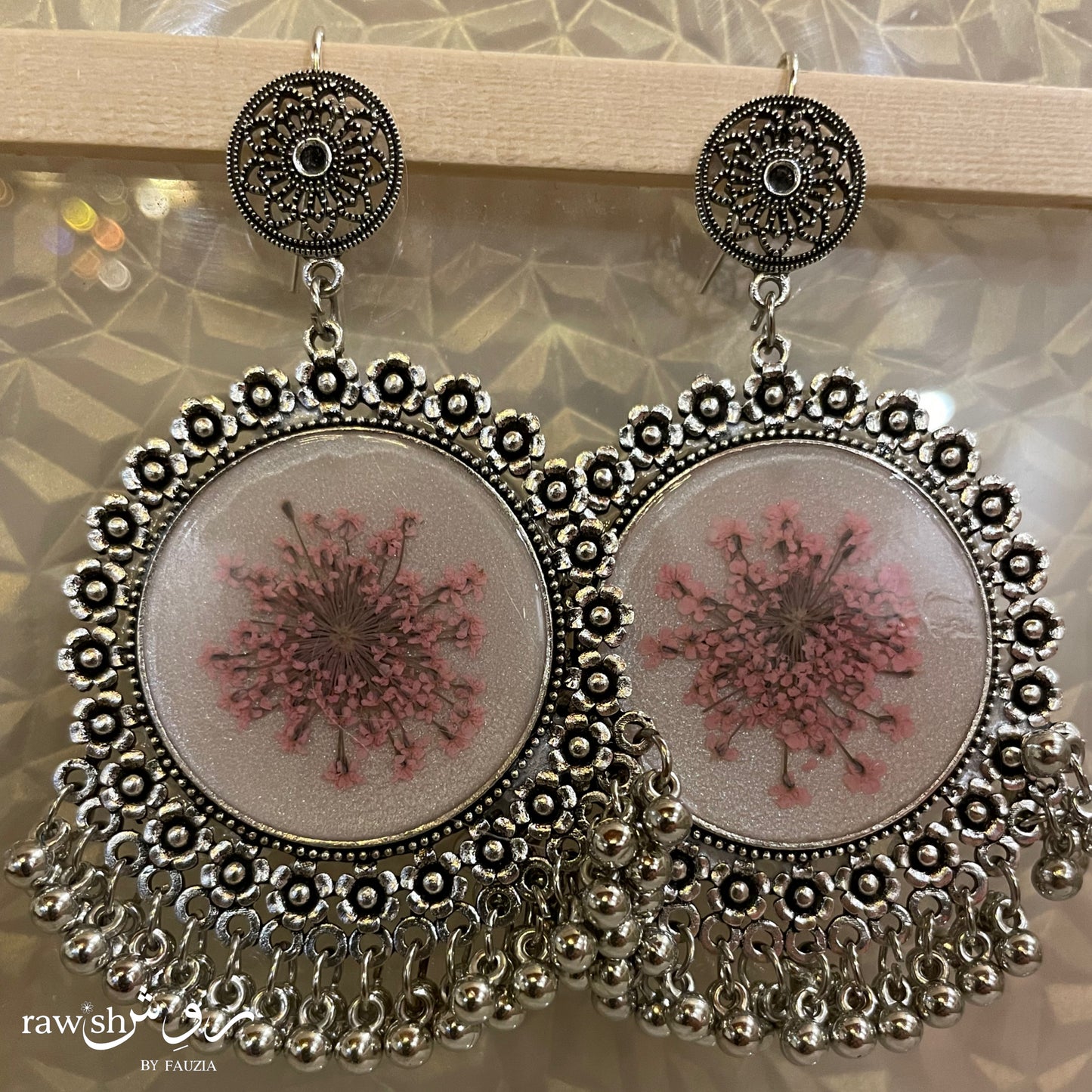 Pastel Pink Floral Jhumkas