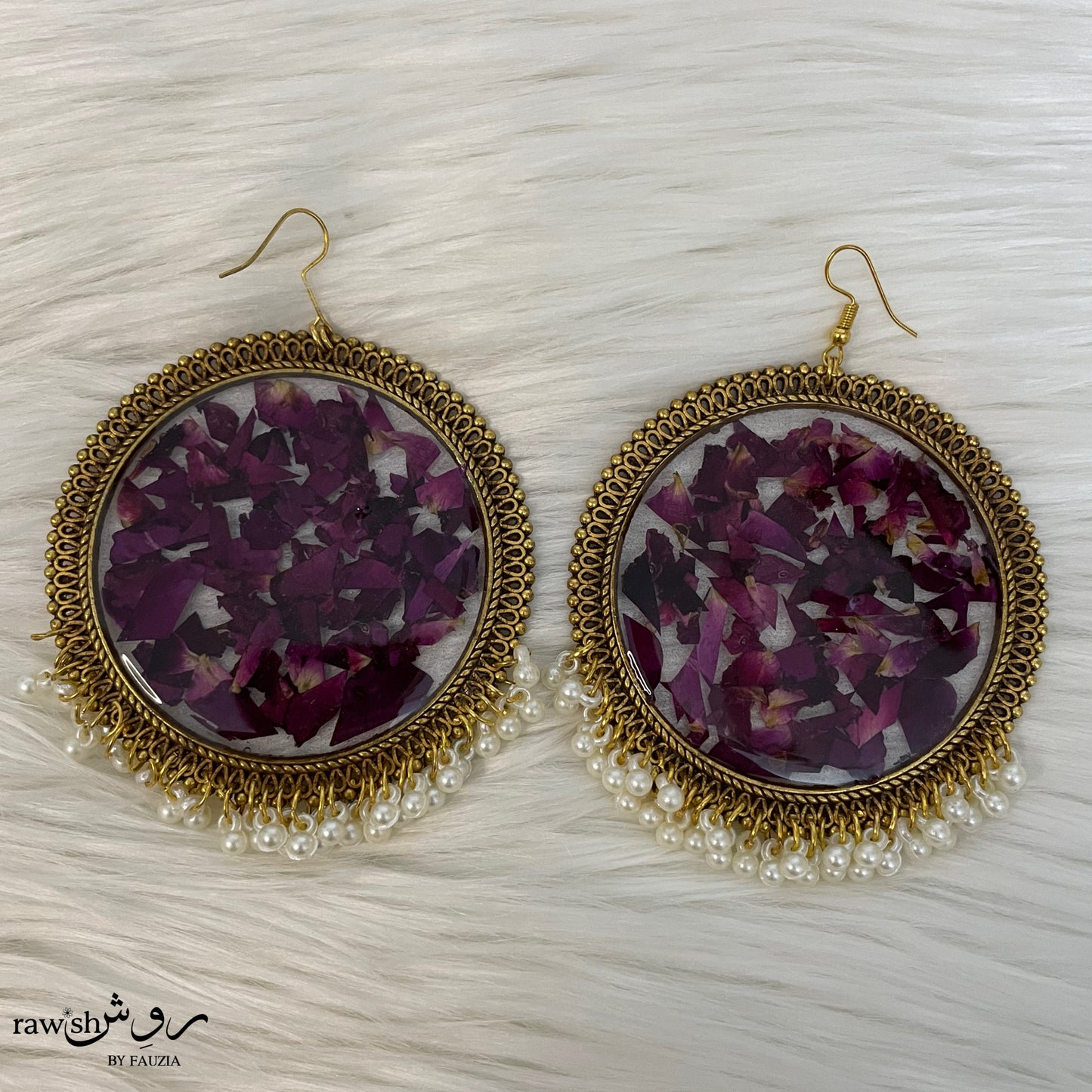 Preserved Rose Golden Jhumkas