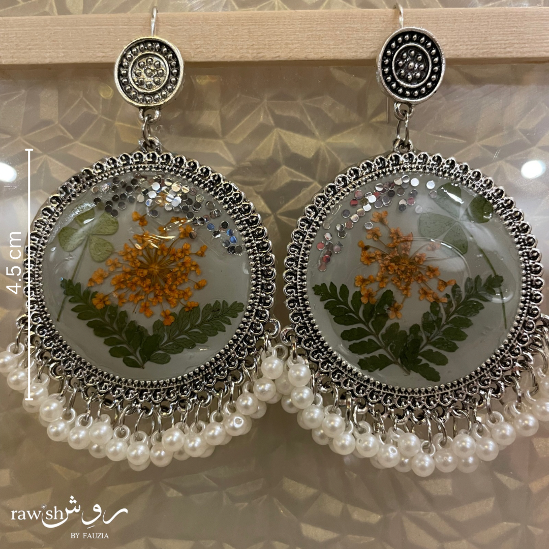 Sage Green Floral Jhumkas