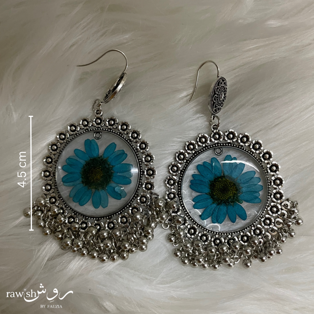 Blue Daisy Floral Jhumkas