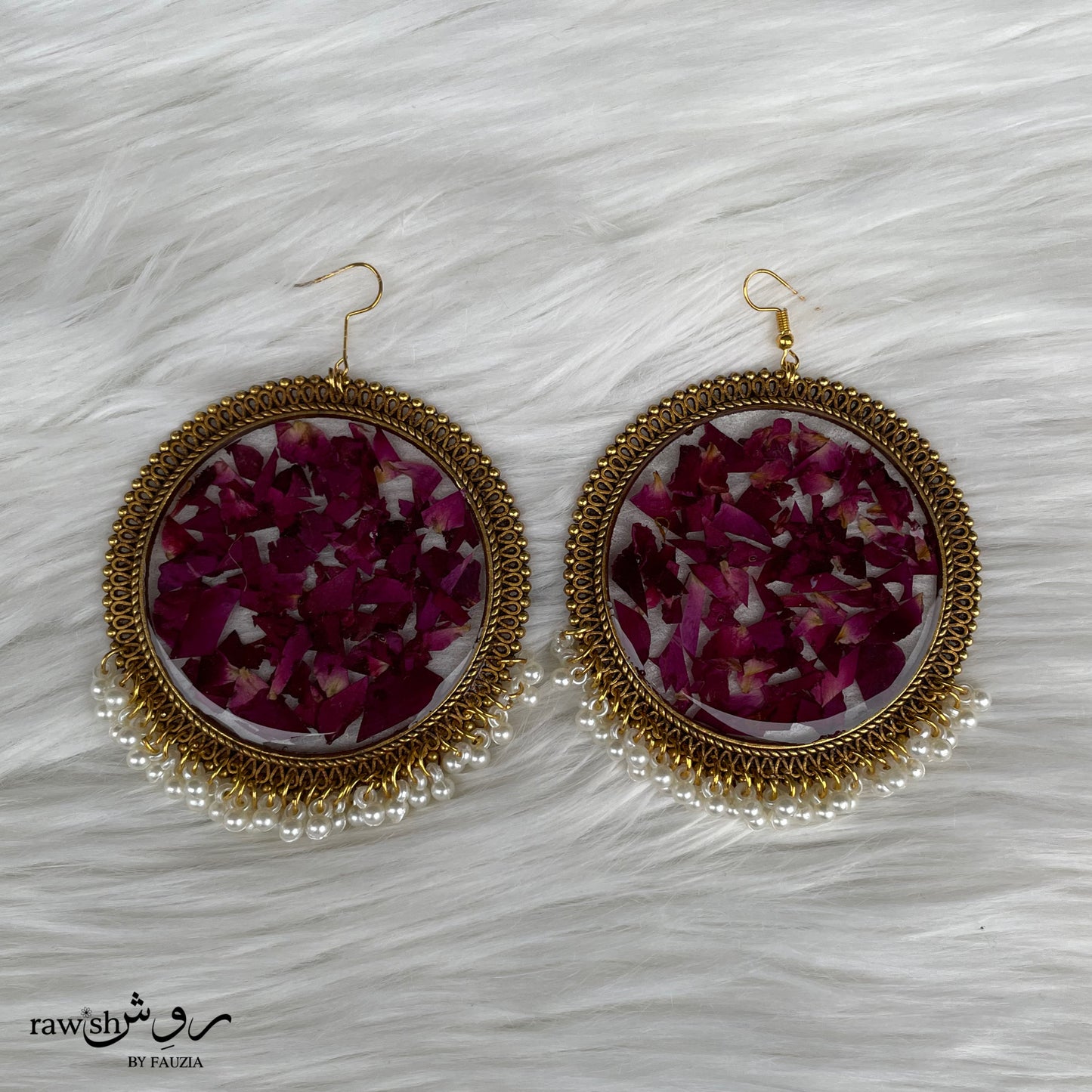 Preserved Rose Golden Jhumkas