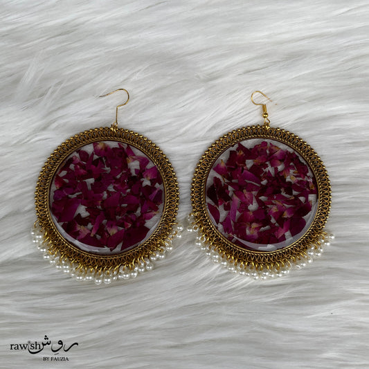 Preserved Rose Golden Jhumkas