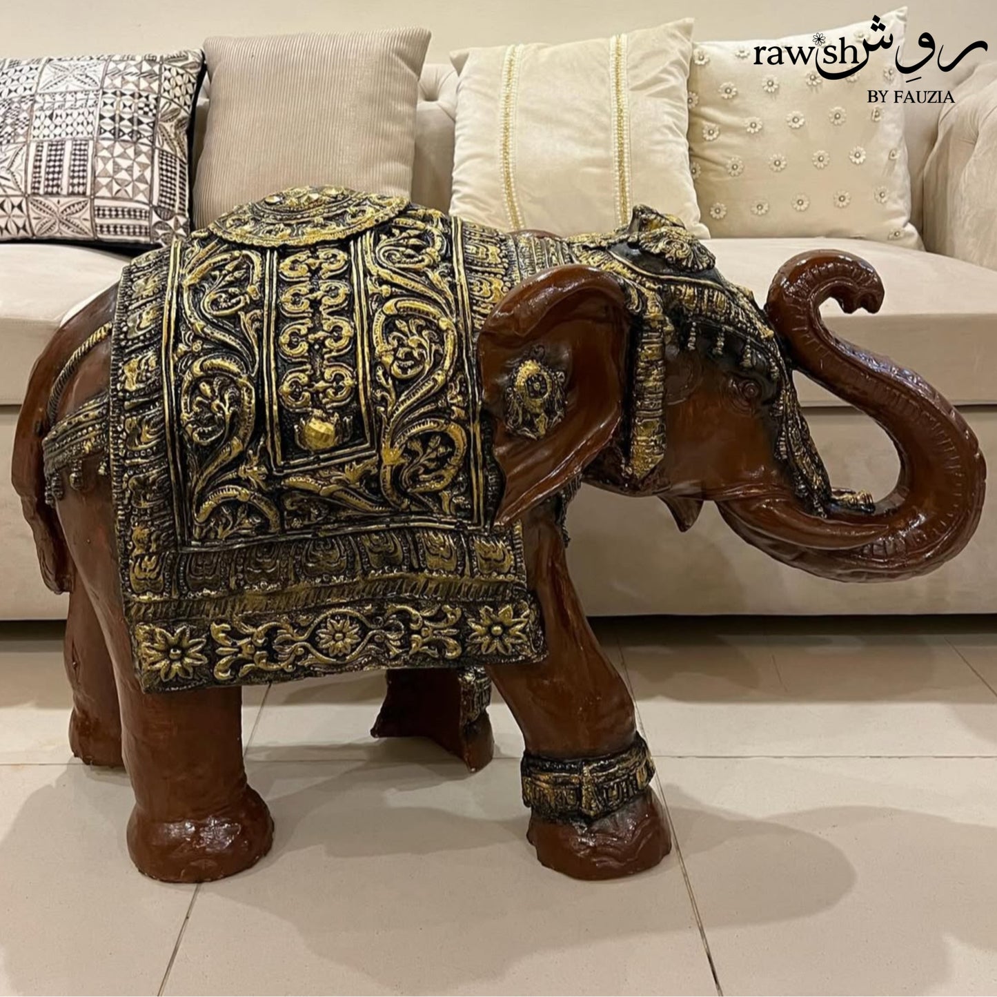 Brown Elephant Sculpture Large