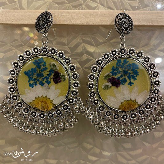 Yellow Floral Jhumkas