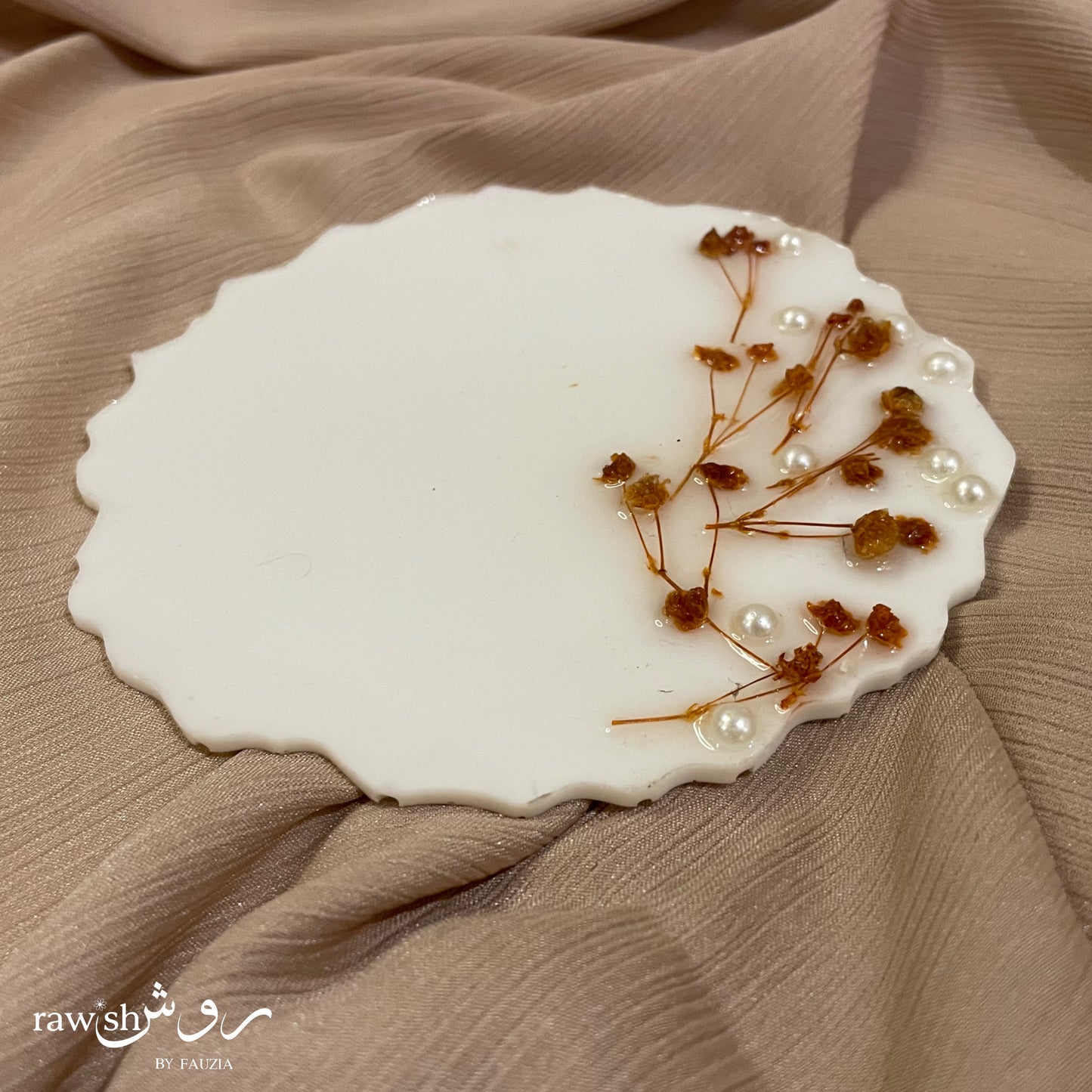 White Floral Resin Coaster
