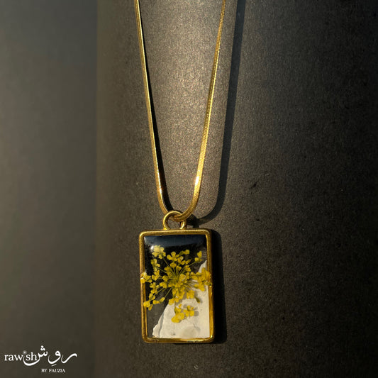 Dual Shade Floral Gold Frame Pendant