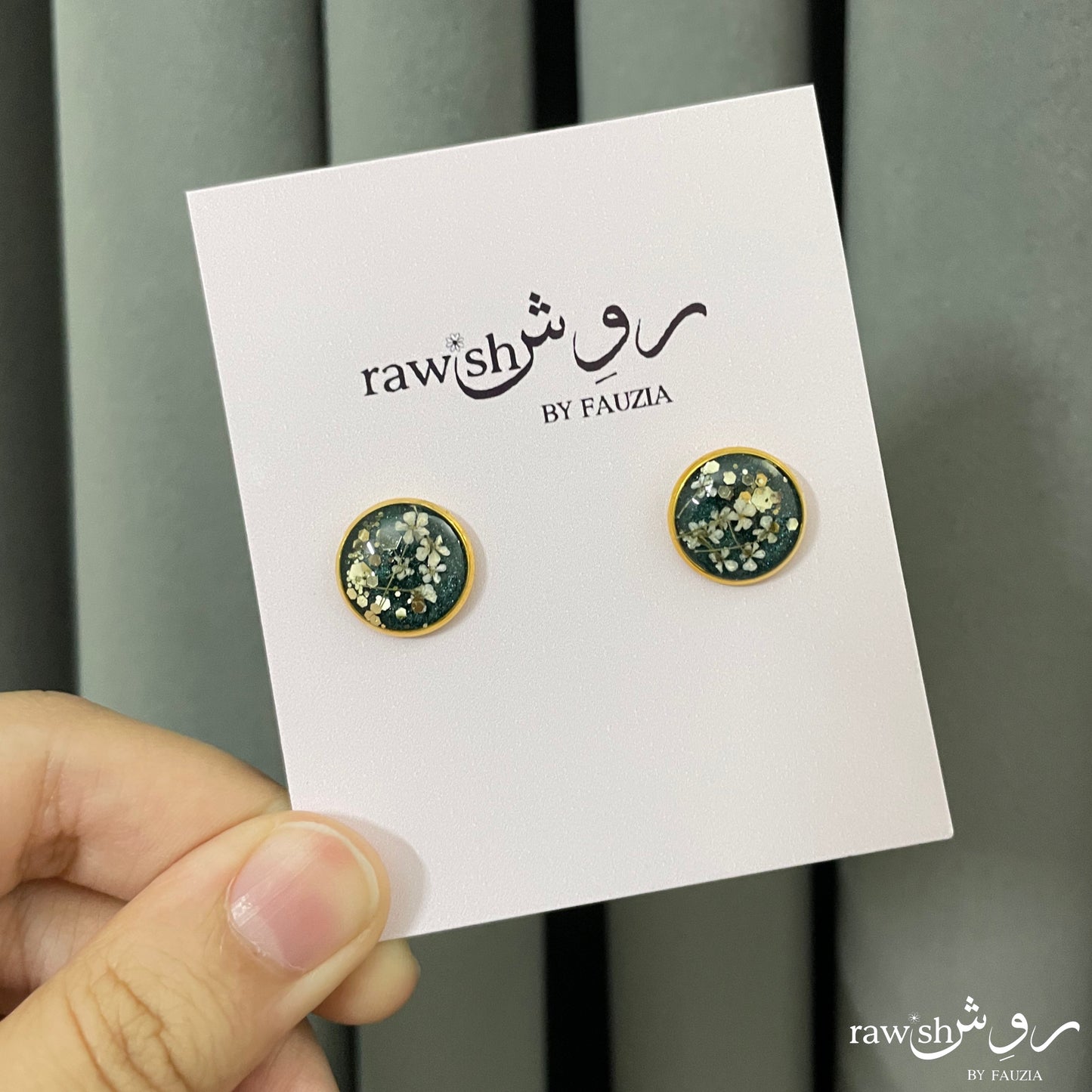 Classic Royal green floral studs