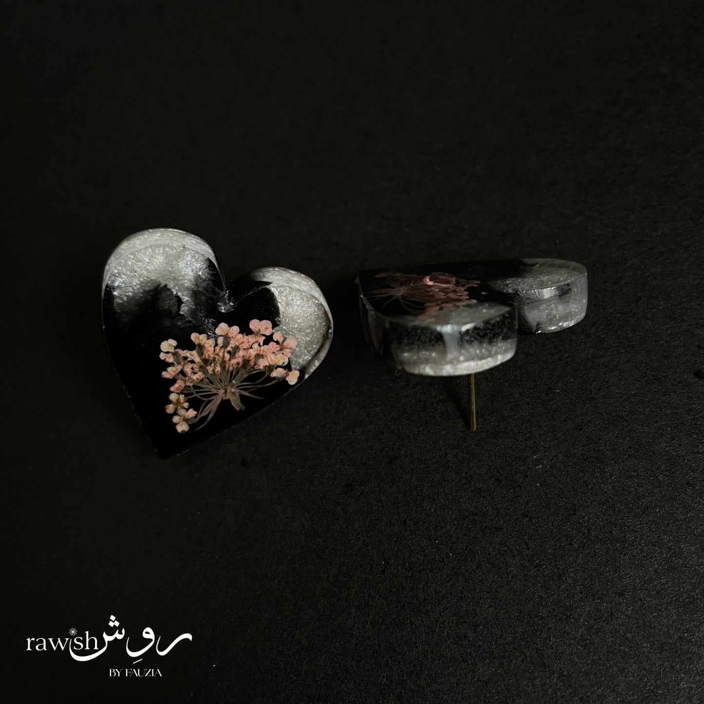 Dual Shade floral heart earrings