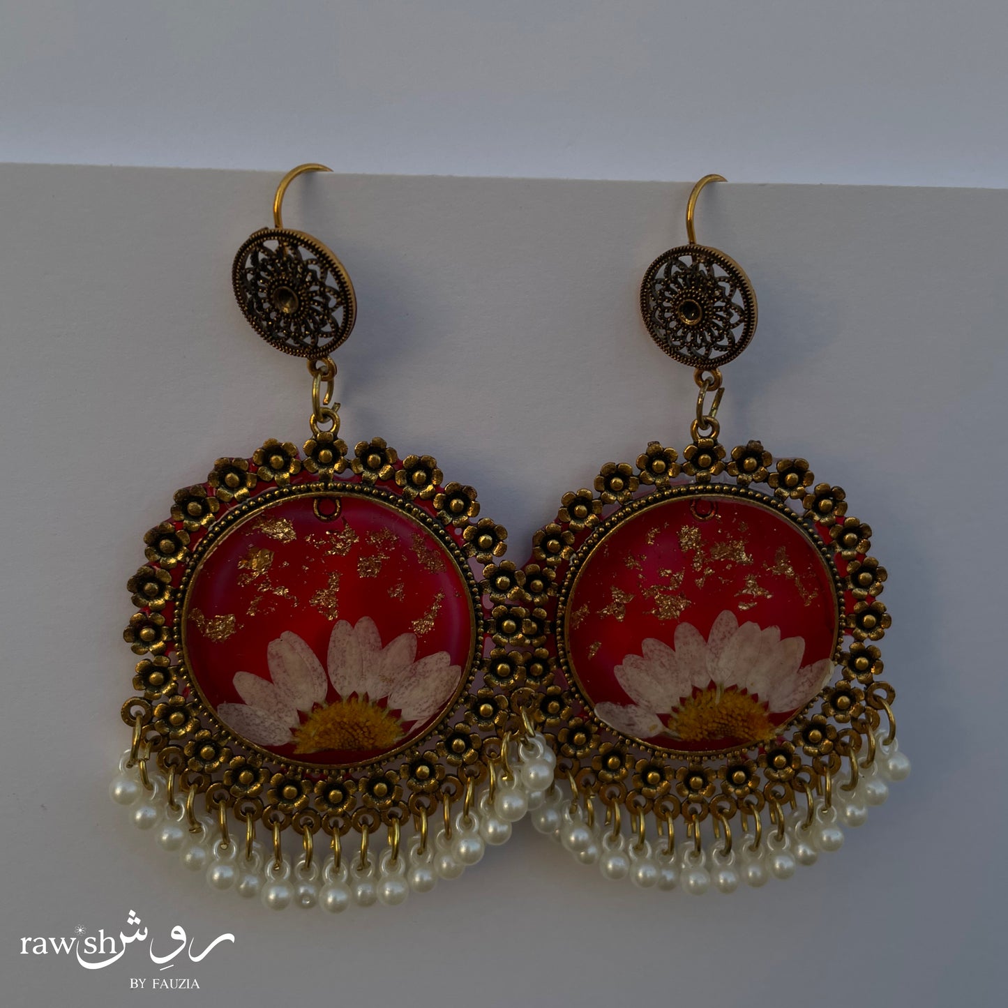 Wine red floral jhumkas