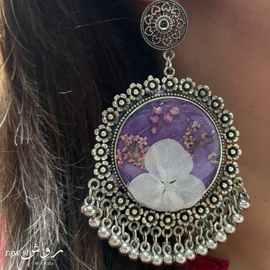 Purple Floral Jhumkas