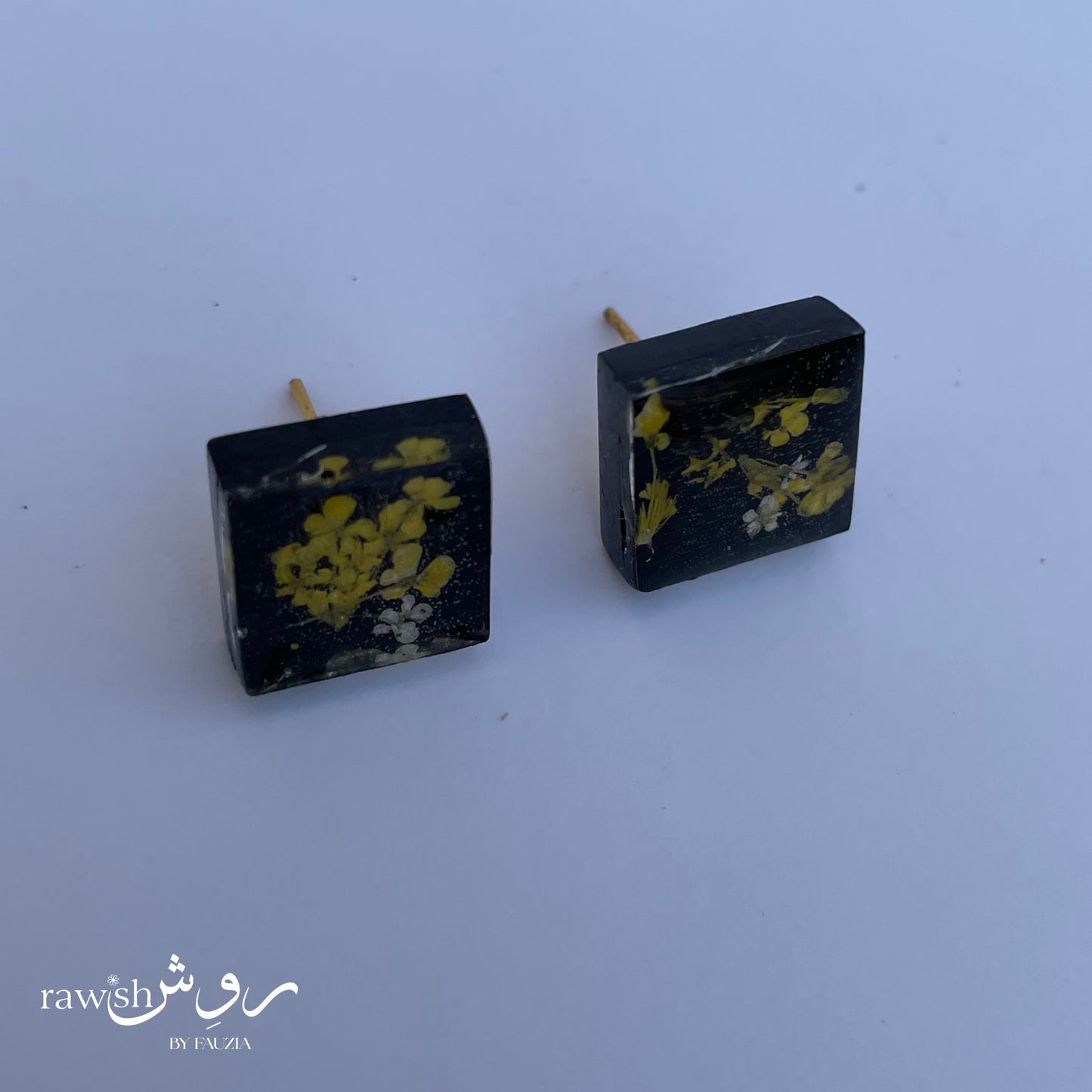 Mini black floral studs