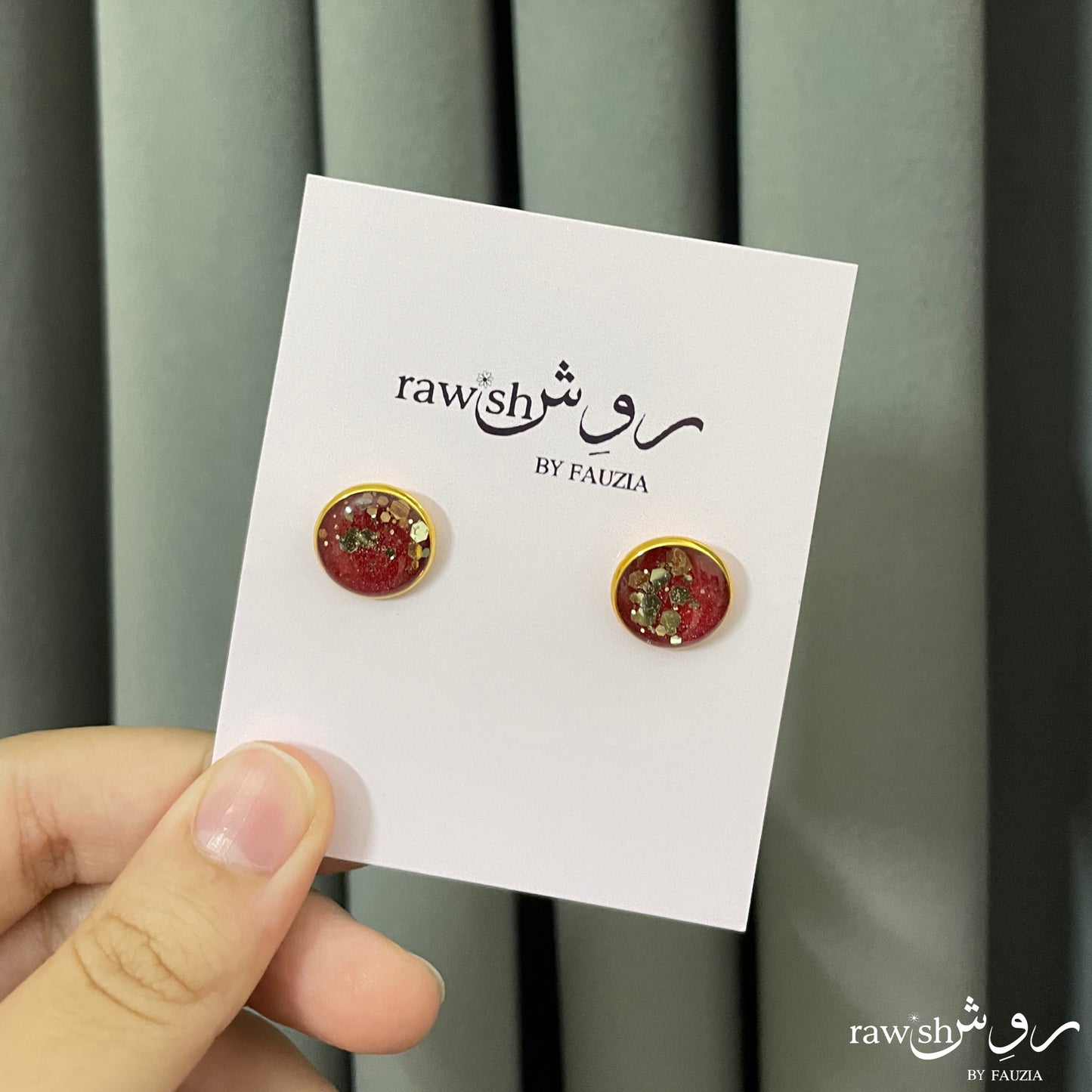 Red glittery studs