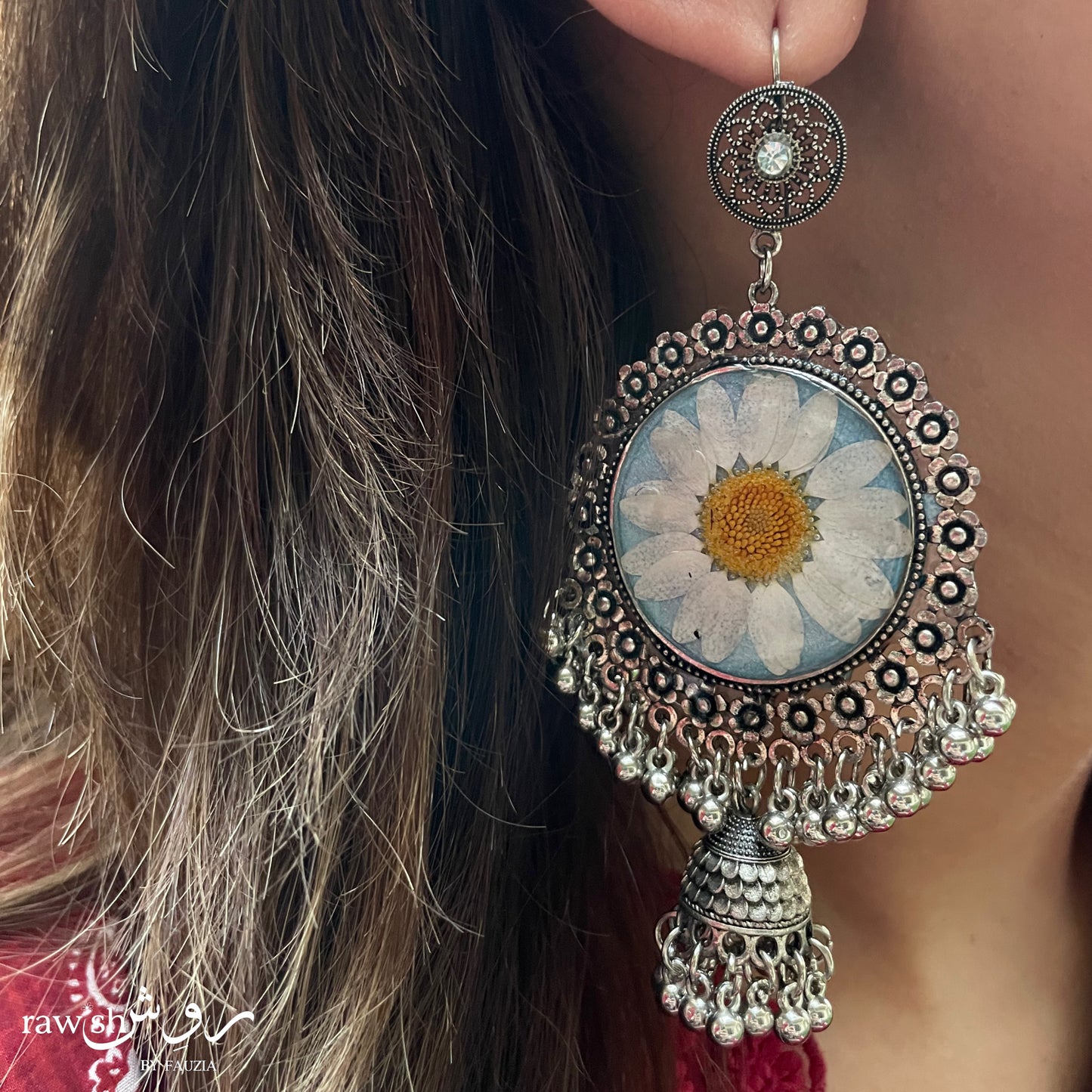 Blue Floral Jhumkas
