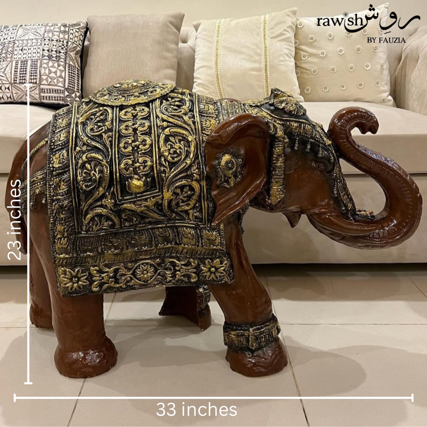Brown Elephant Sculpture Large