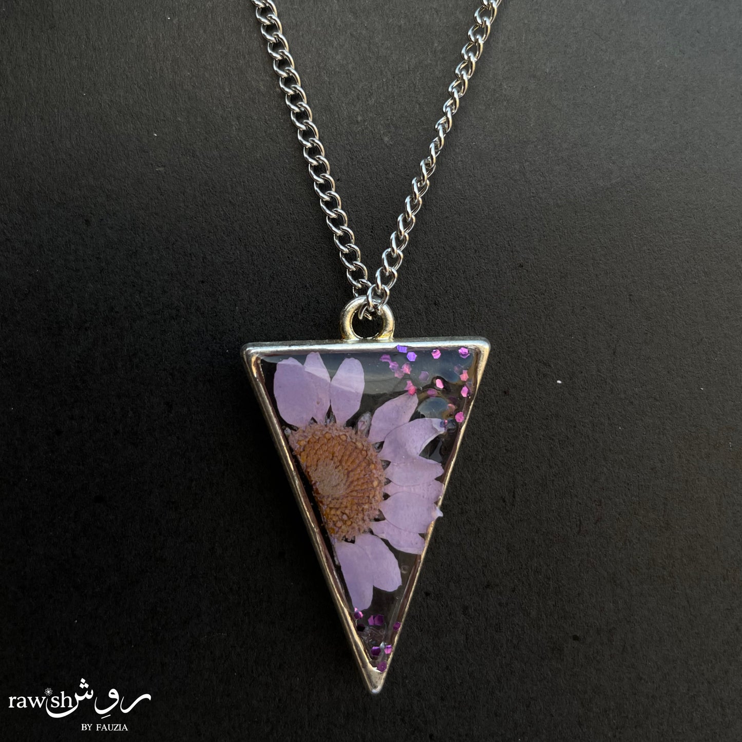 Triangular Purple Floral Pendant