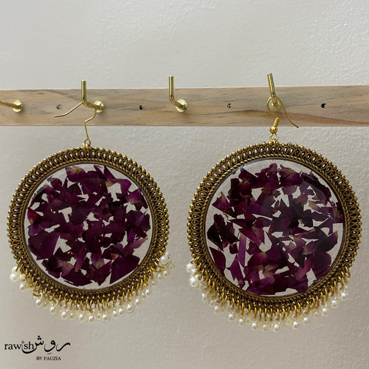Preserved Rose Golden Jhumkas