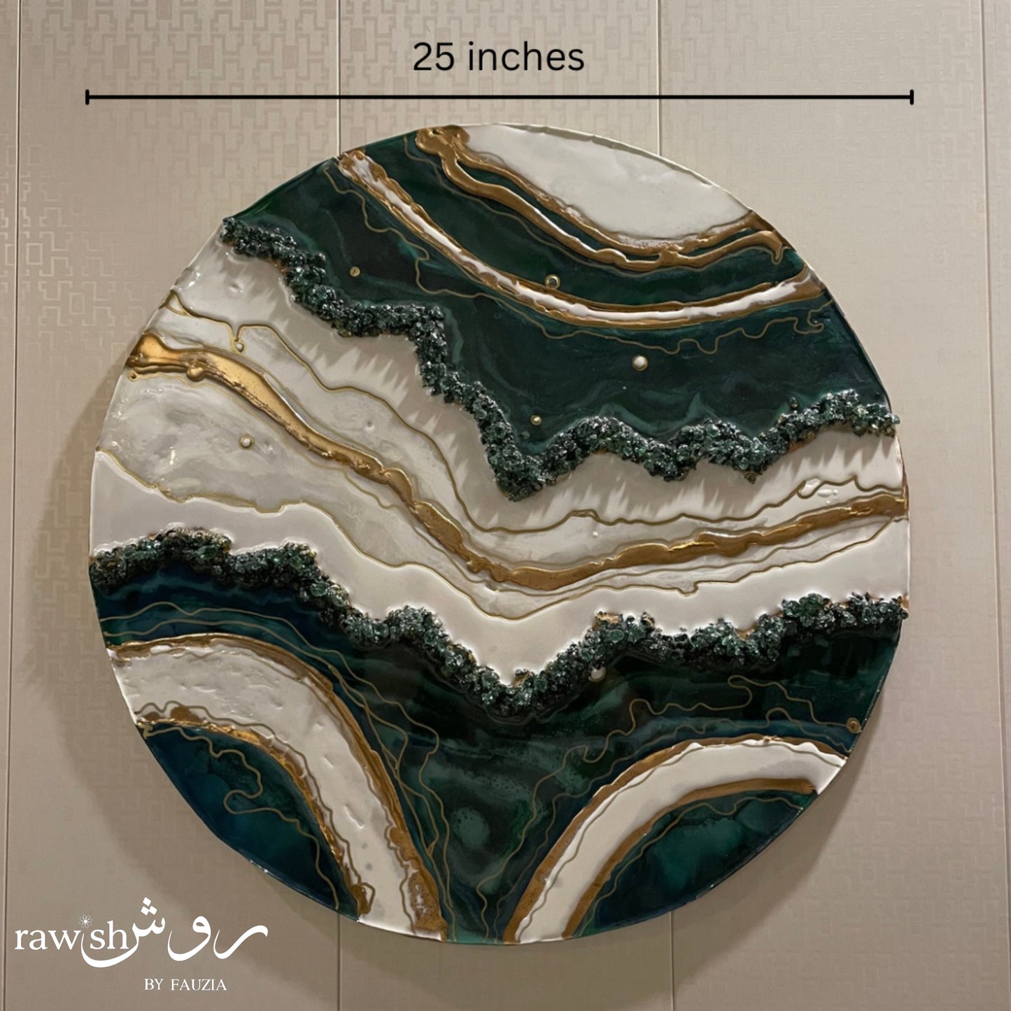 Green Geode Resin Wall Hanging Round