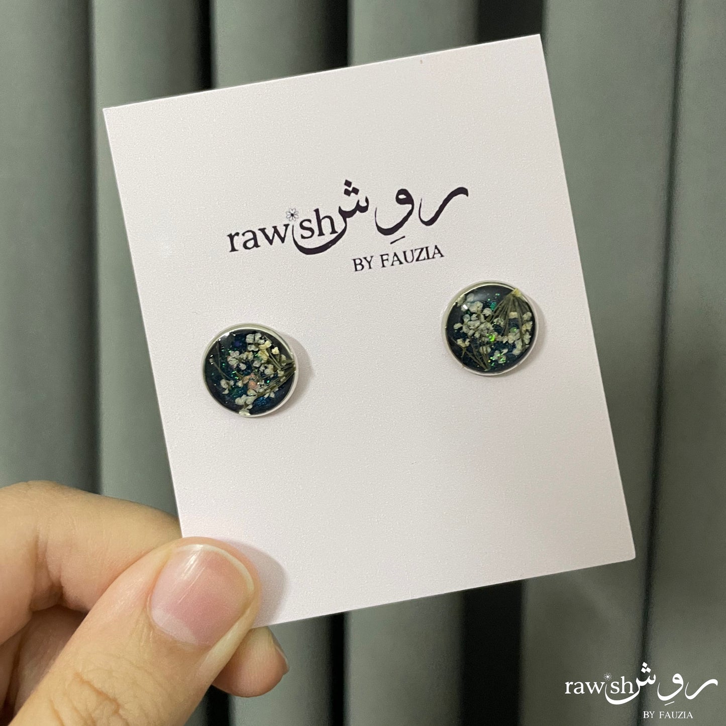 Classic Deep blue floral studs