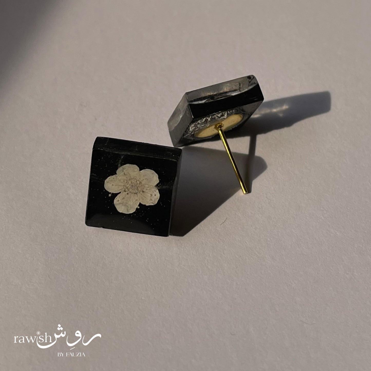 Little Blossom Black square studs