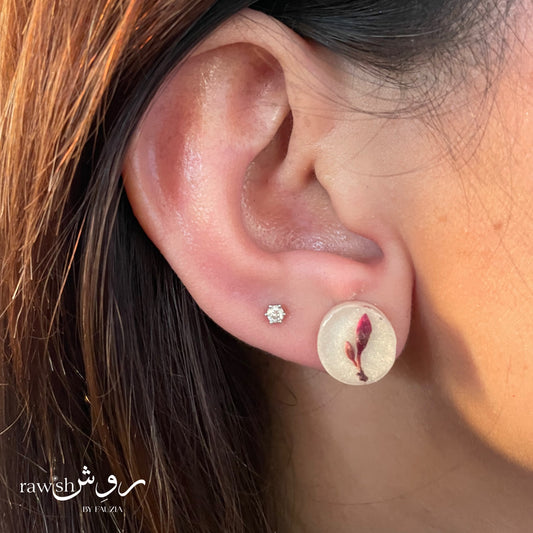 Serene White Floral round studs