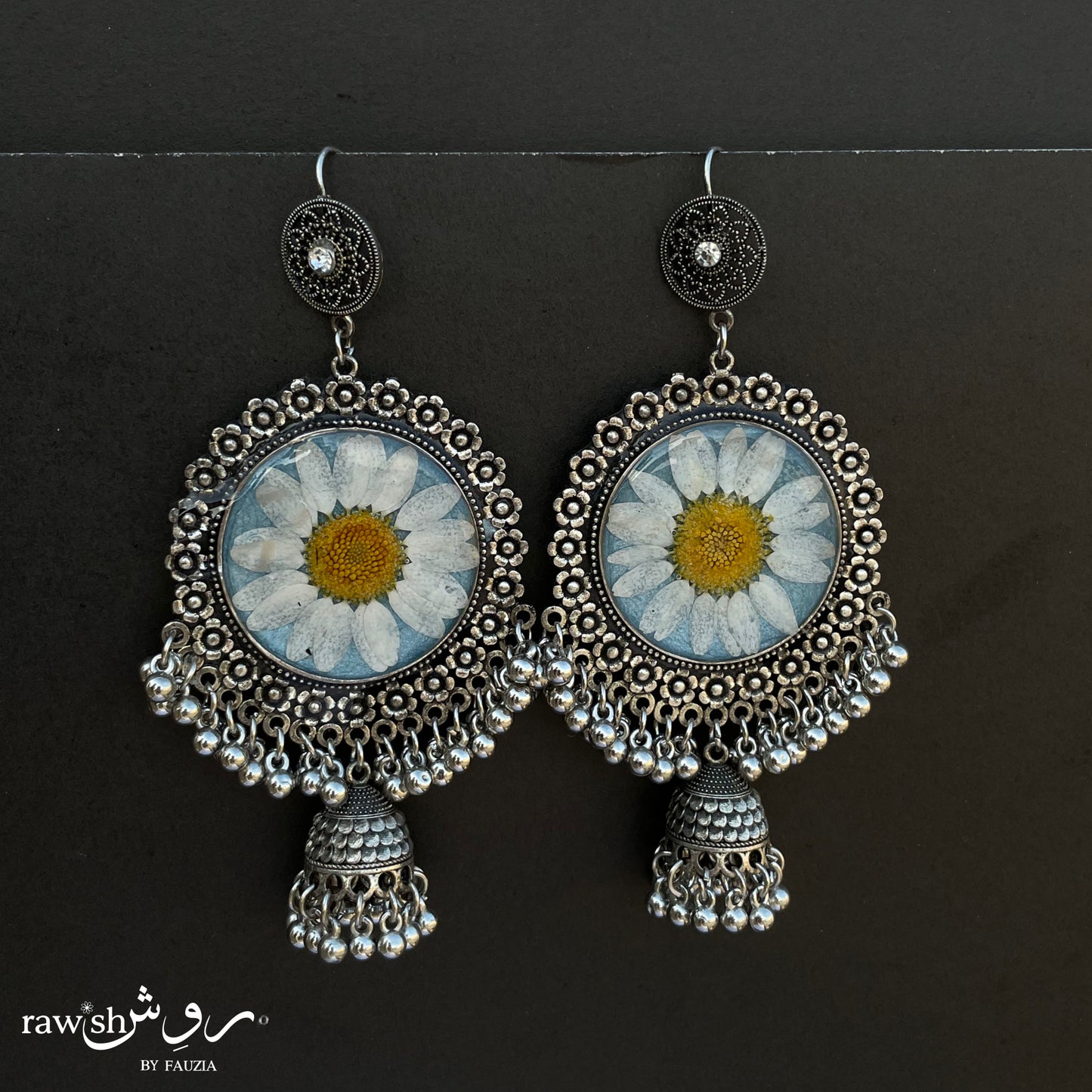 Blue Floral Jhumkas