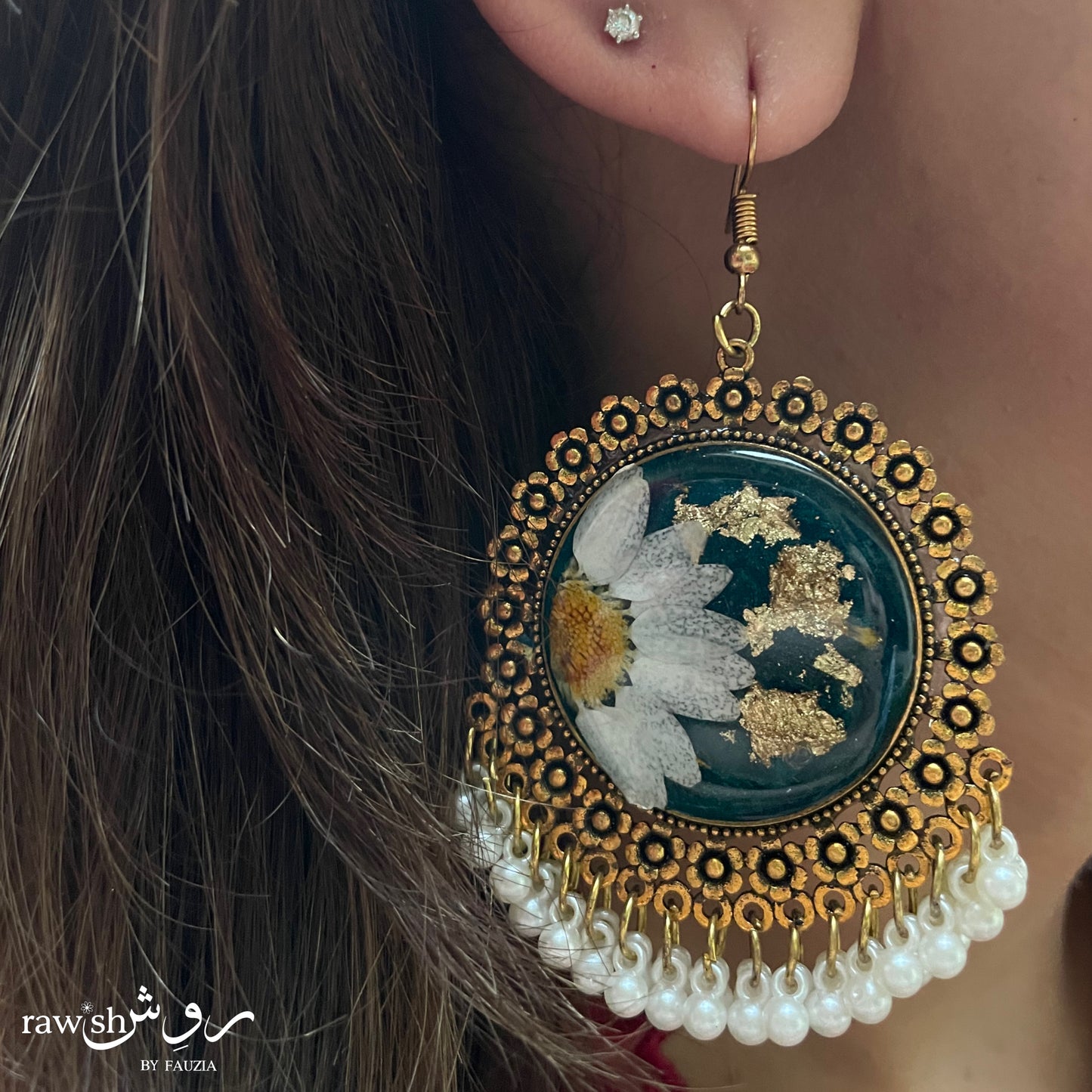 Royal Green Floral Jhumkas
