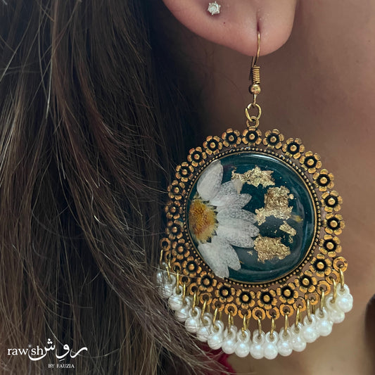 Royal Green Floral Jhumkas