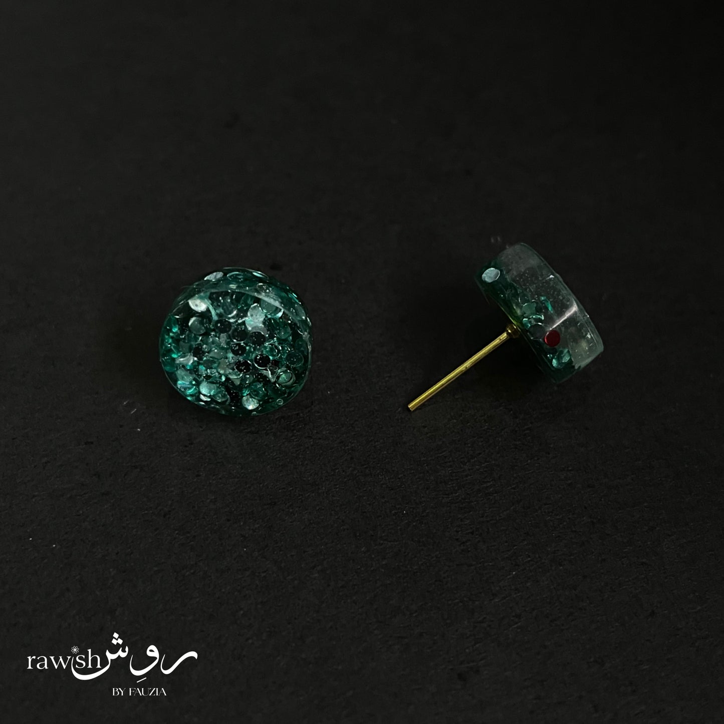 Turquoise Glitter round studs
