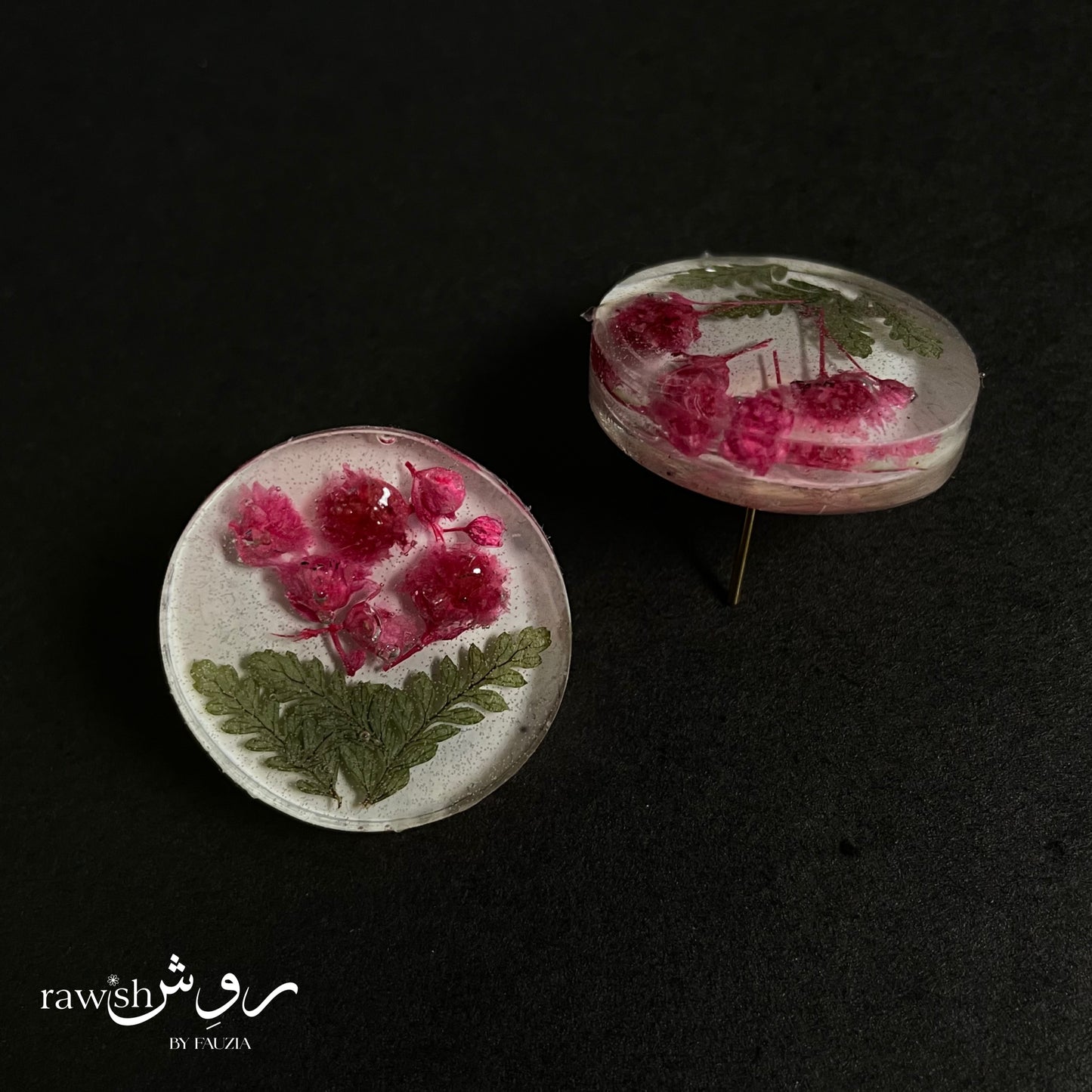 White floral round earrings