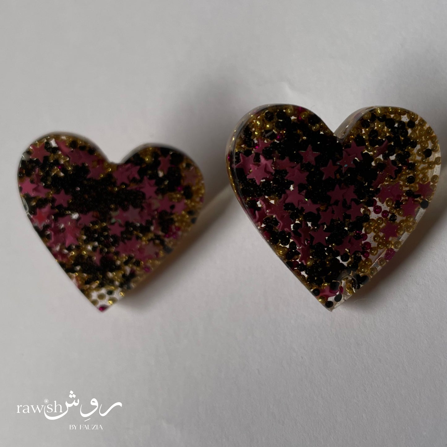 Glittery heart shaped earrings