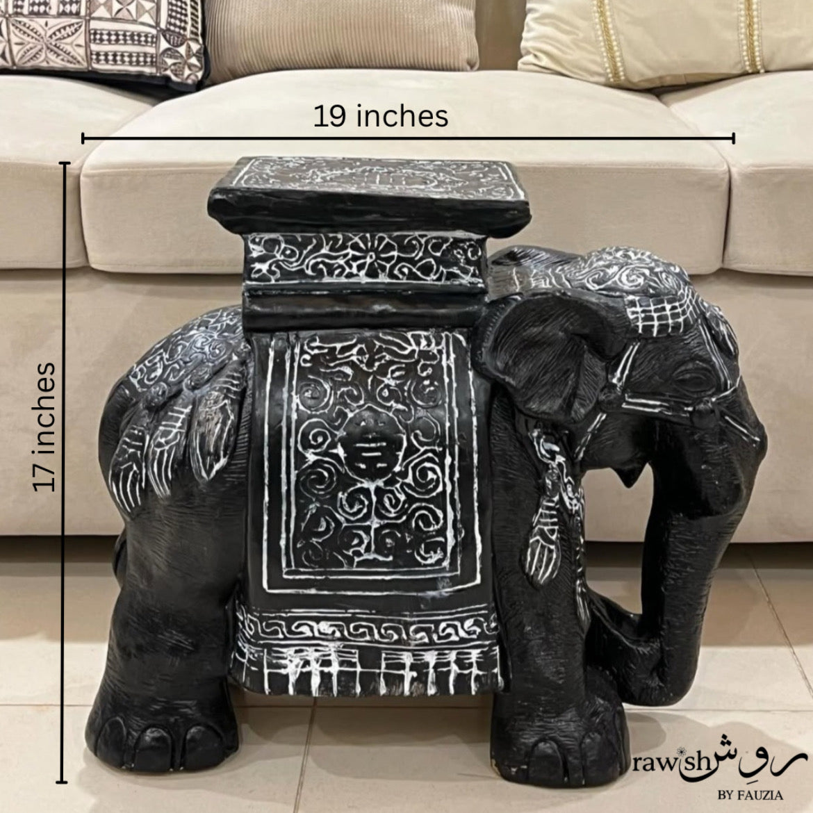 Black and White Elephant Sculpture