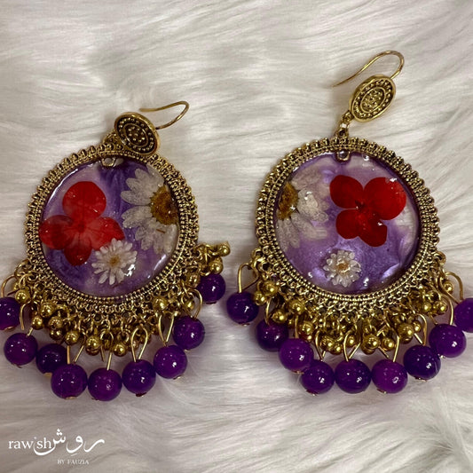 Floral Purple Jhumkas