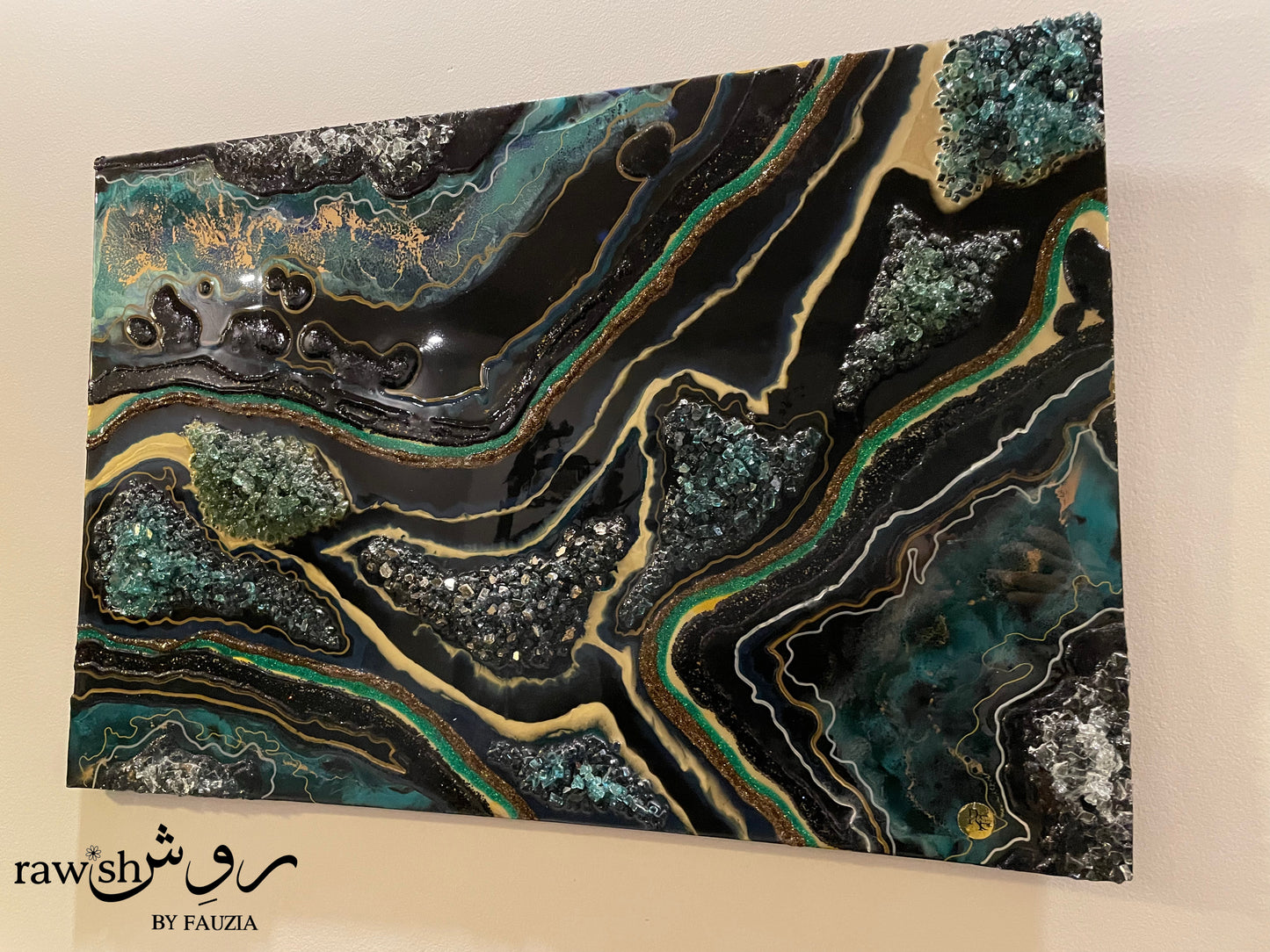 Emerald Currents - Resin Wall Hanging