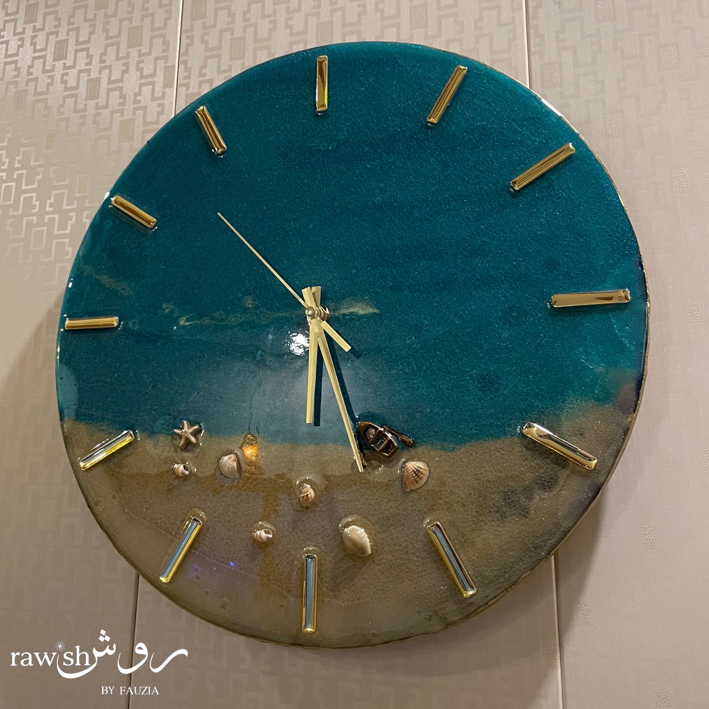 Coastal Calm - Resin Wall Clock