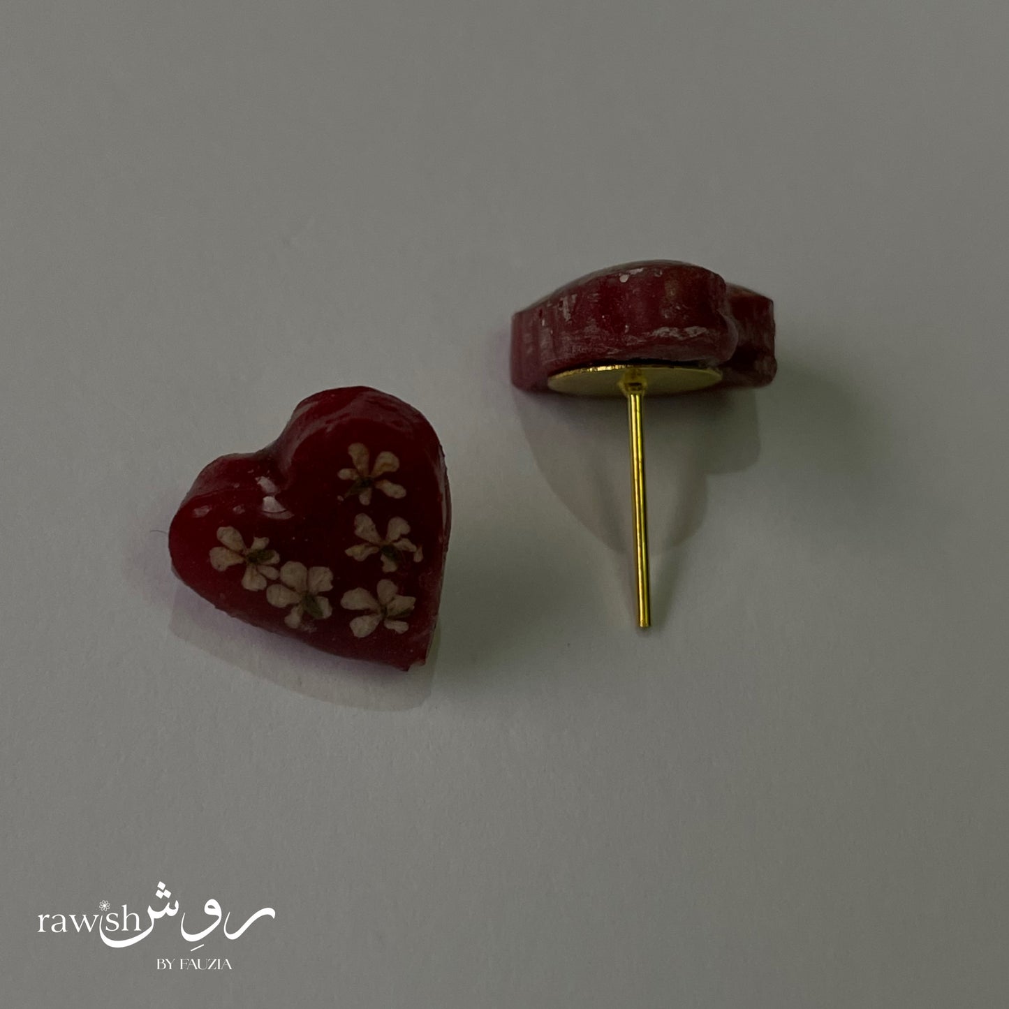 Red mini Floral heart studs