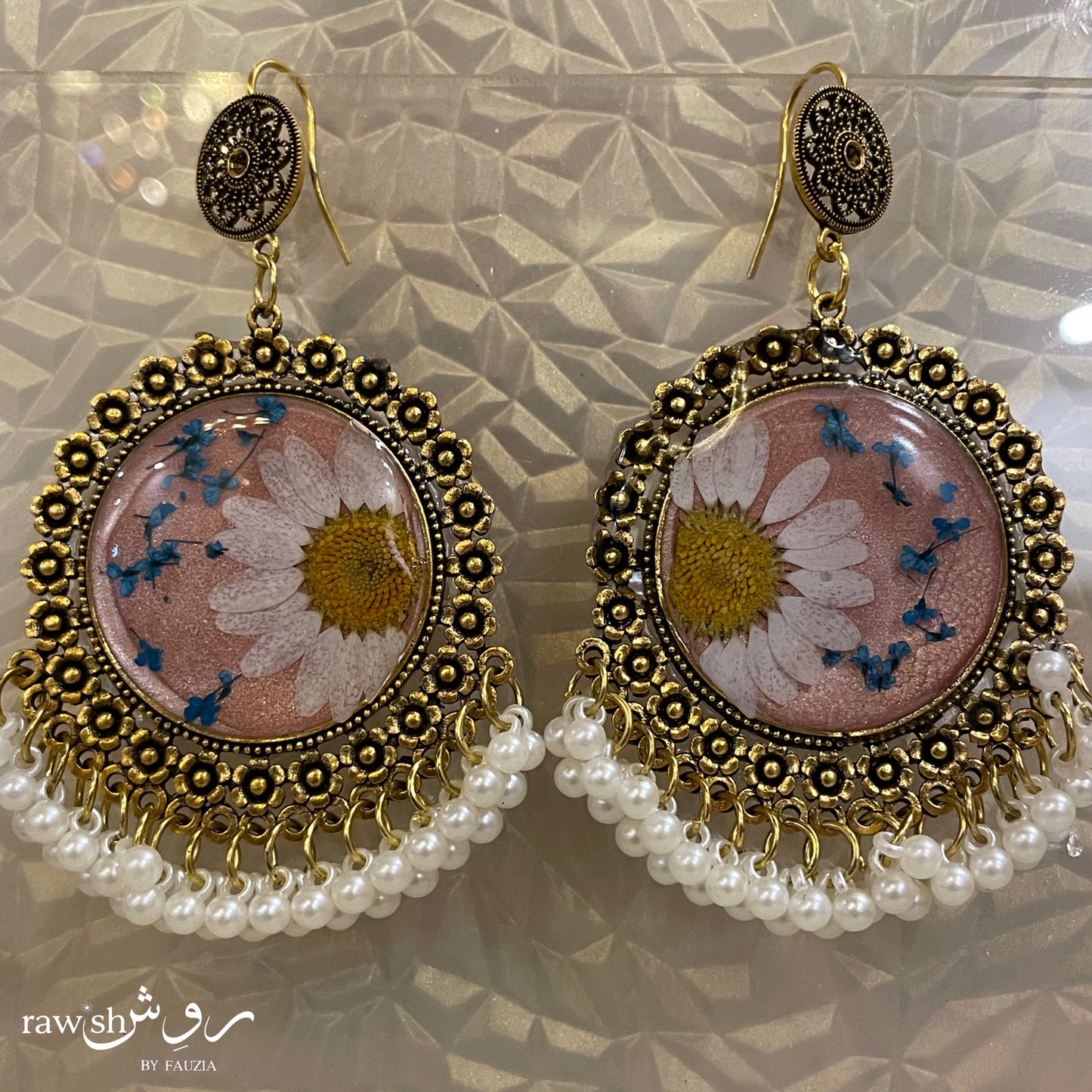 Light Pink Floral Jhumkas
