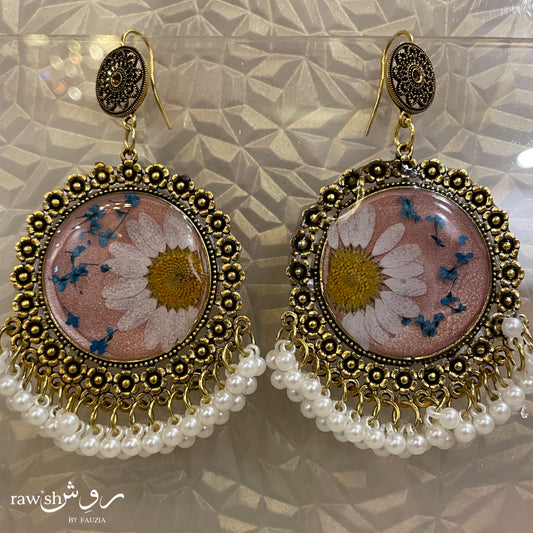Light Pink Floral Jhumkas
