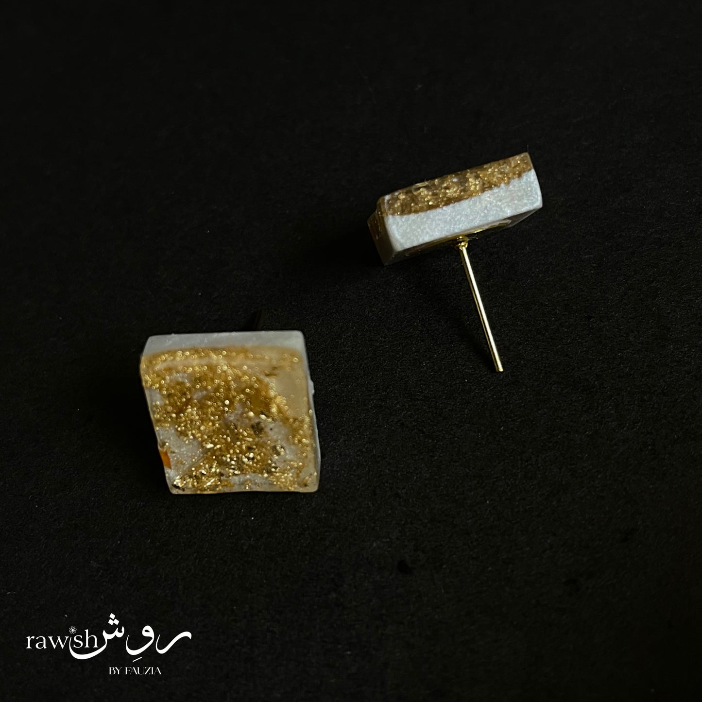Off-White studs with gold foil