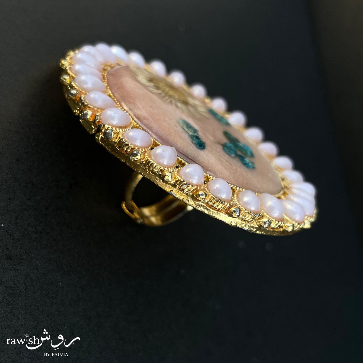 Pink Large Floral Ring