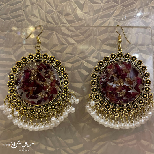 Rose Jhumkas Gold Base